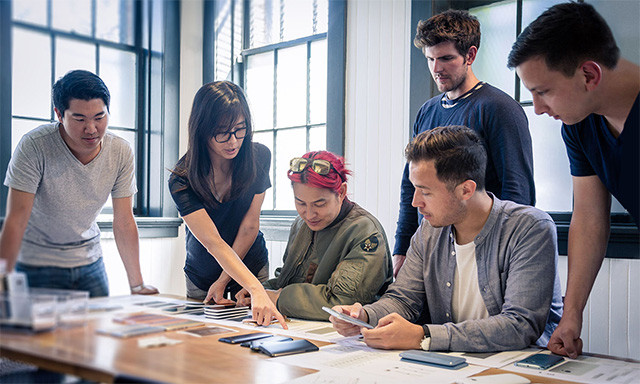 From left to right: Lawrence Fong, Katherine Kim, Ten Arunanondchai, Ben Avery, Hannes Harms, Mathias Hintermann 