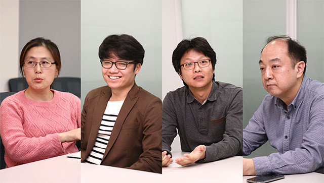 From left to right: Chief Engineer Hwayoung Kang, Senior Engineers Beomjoon Kwon and Youngsoo Bok, and Youngmin Nam, Senior Manager Global Product Planning 