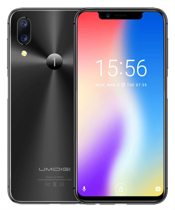UMIDIGI One: Notch at the top of the display and fingerprint reader in the power button